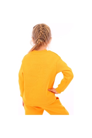 Toontoy Kız Çocuk Relax Fit Bisiklet Yaka Hafif Düşük Omuz Nakış Baskılı Sweatshirt - 3 İplik Şardonlu Turuncu
