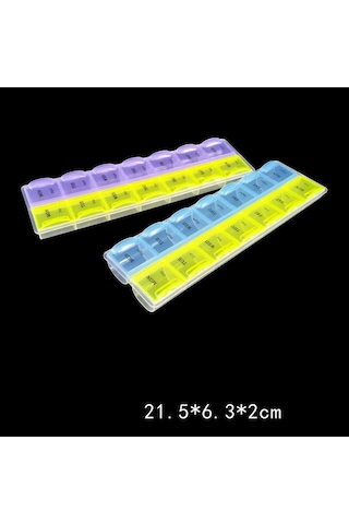 Mufunye Haftalık 14 Bölmeli Renkli İlaç Kutusu, Günlük İki Kullanıma Ayırılmış, Taşınabilir Şeffaf Pps Malzeme İlaç Saklama Kutusu