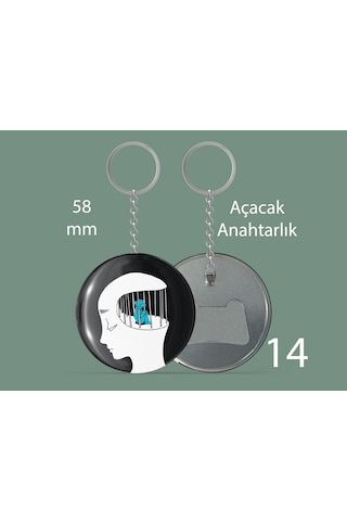 58 Mm Buton Açacaklı Anahtarlık Yuvarlak Baskılı Anahtarlık Zihin Kafesi Çok Renkli