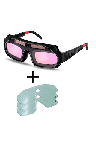 Yate10 Otomatik Kararan Kavisli Kaynak Gözlüğü + 3 Koruma Camı