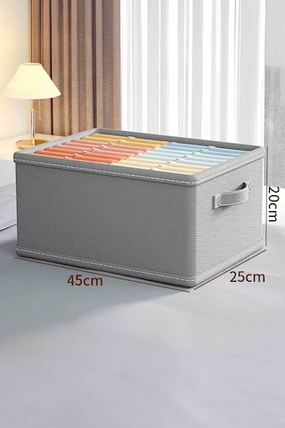 Serstil 2 Adet - Dolap Içi Düzenleyici, Raf Düzenleyici, Katlanabilir Kıyafet Saklama Kutusu 45x25x20 Cm Gri