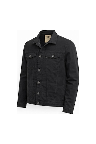Classics Men Zbd Erkek Jean Denim Standart Kalıp Cepli Düğmeli Kot Ceket 7590 Siyah