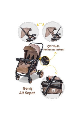 Baby Care Bebek Arabası - Bc-500 Combo Maxi Pro - Çift Yönlü Katlanır Bebek Arabası Kahve