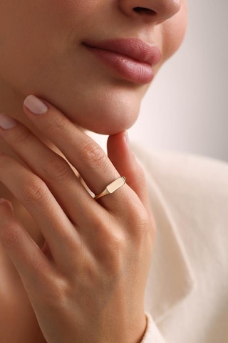 Emerald Signet Minimal Yüzük Sarı - Beyaz