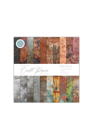 Craft Consortium Çift Taraflı Kağıt Ped 12"x12" 30/pkg-metal Dokular, 20 Tasarım, Çoklu