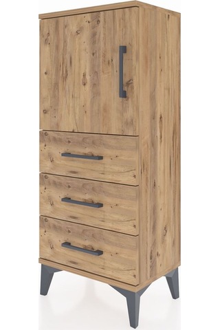 Arges Komodin 2 Raflı 3 Çekmeceli Tek Kapaklı 44x30x106 Çam-çam Çam