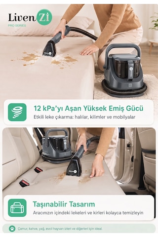 Livenzi Jjb-737 Koltuk Halı Yıkama Ve Leke Çıkartma Makinesi-gri