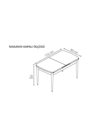 Luna Ceviz 80 X 132 Açılabilen Sunta Masa Siyah Metal Ayaklı Mutfak Masası 6 Kot Desen Füme Sandalye Kot Füme