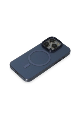 Apple iPhone Uyumlu 15 Pro Max Kılıf Anka Pc Magneticsafe Sert Metal Kapak - Lacivert Düz Renkli