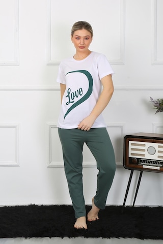 Akbeniz Kadın Pamuk Penye Sevgili Kombini Pijama Takımı Beyaz 50127 Tek Takım Fiyatıdır-beyaz Beyaz