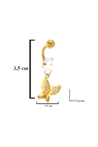 Ferizz Altın Kaplama Zirkon Taşlı Kelebekli Piercing Prc-109 Altın