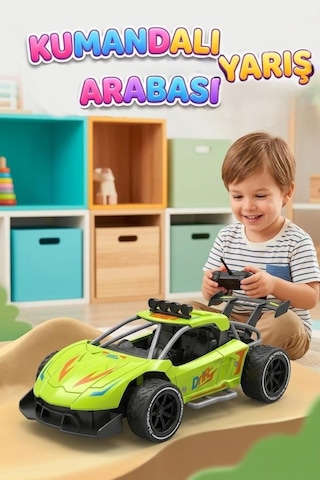 Super Speed Racing 1:20 Ölçekli Şarjlı Uzaktan Kumandalı Araba - 4 Kanallı Yarış Arabası Yeşil