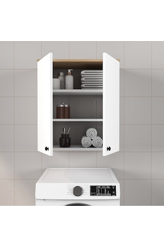 Ferniso Mobilya Banyo Dolabı 2 Kapaklı Beyaz-ceviz Beyaz