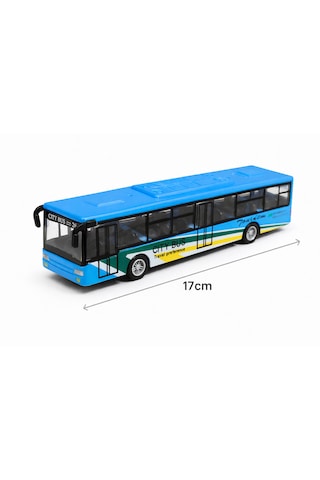 Oyuncak Şehir Otobüsü Çek Bırak Sürtmeli City Bus Modeli Mavi