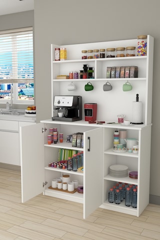 Asra Trend Kahve Köşesi KAHVE02 %100 MDF Çok Amaçlı Mutfak Dolabı Beyaz