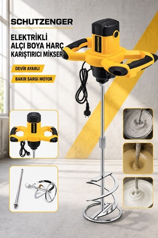 W-9000v Bakır Sargı Boya Alçı Harç Kimyasal Karıştırıcı Devir Ayarlı Mikser Sarı Profesyonel Alman