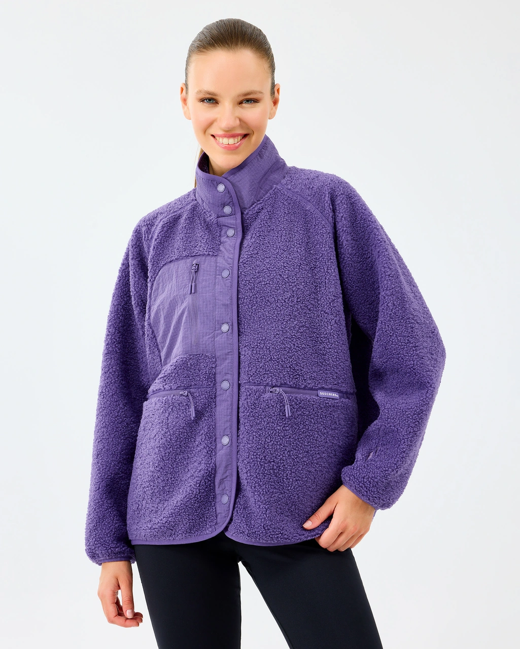Skechers W Woven Detailed Pull Over Sherpa Kadın Mor Mont S2520218-0277 Mor