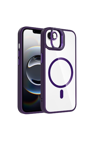 Adige Apple iPhone Uyumlu 16e Kılıf Etro Standlı + Kamera Lens Koruyucu Derin Mor