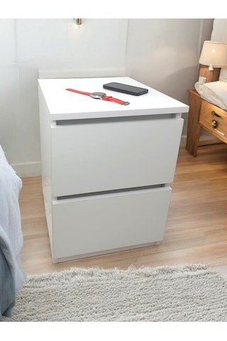 2 Çekmeceli Komodin- Beyaz Beyaz