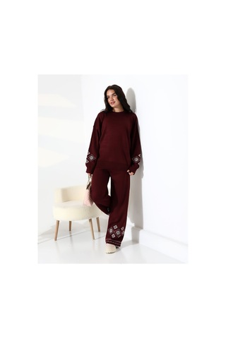 Marakeş Esintisi Alt-üst Triko Takım Bordo