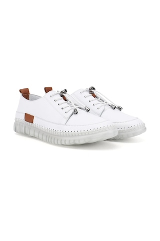 Diğer Kadın Beyaz Bağcıklı Hakiki Deri Sneaker Ddza80742321 Beyaz