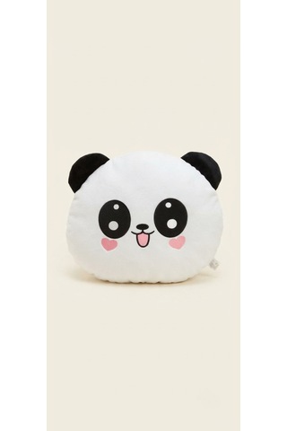 Peluş Soft Yastık 35 Cm Beyaz - Siyah