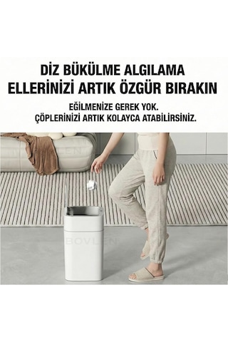 18 Litre Otomatik Hareket Sensörlü Çöp Kovası, Banyo Çöp Kovası, Çöp Kutusu Beyaz