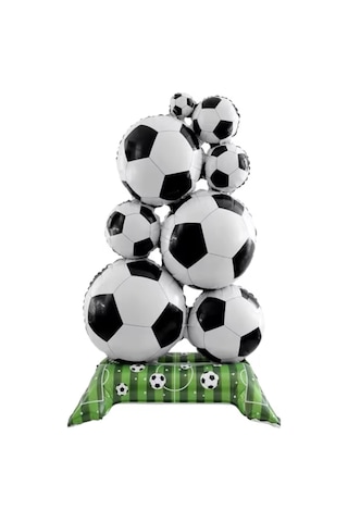 Futbol Temalı Ayakta Duran Folyo Balon 56x98 Cm Doğum Günü & Parti Süsü Siyah - Beyaz