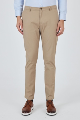 İmza Bej Armürlü Yan Cep Düz Paça Slim Fit Pamuklu Casual Chino Pantolon 1003250120 Bej