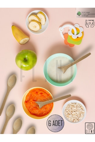 Gürgen El Yapımı Tahta Ahşap Mama Bal Reçel Kaşığı 6'lı 16cm