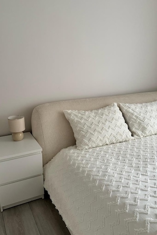 Çeyiz Diyarı Lumpa 2 Parça Tek Kişilik Pike Takımı Krem Krem