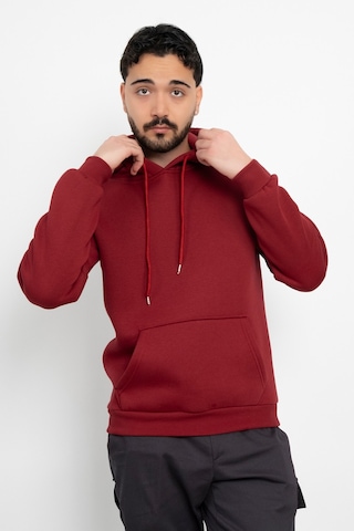 Dasüniforma Basic Baskısız 3 İplik Kapüşonlu Unisex Kanguru Cepli Kapüşonlu Sweatshirt Hoodie Sweat Bordo