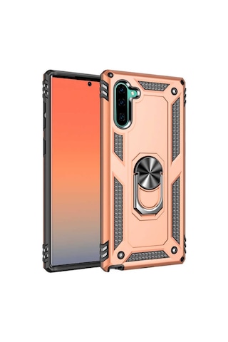 Samsung Galaxy Uyumlu Note 10 Kılıf Sert Silikon Yüzüklü Stand Özellikli Kapak
