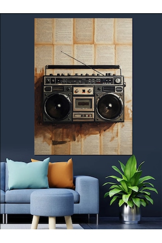 Ahşap Tablo Eski Nostaljik Radyo Ve Kasetçalar