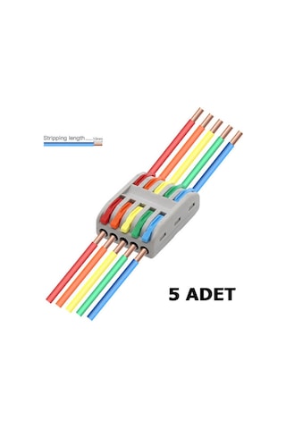 Hızlı Kablo Ekleme Birleştirme Aparatı 5 Beşli Klemens - 5 Adet