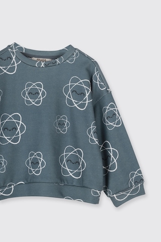 Panço Kız Bebek Desenli Petrol Sweatshirt Mavi