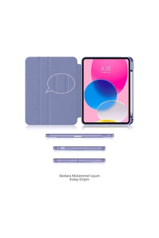 Apple Uyumlu iPad Air 13 2025 M3 Çip 360 Dönebilen Yatay Dikey Standlı Fuchsia Pino Tablet Kılıfı Kılıf