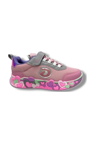 Deep Kids 025-26 Anorak Kalp Desenli Anatomik Cırtlı Kız Çocuk Sneaker Pembe Gri Pembe