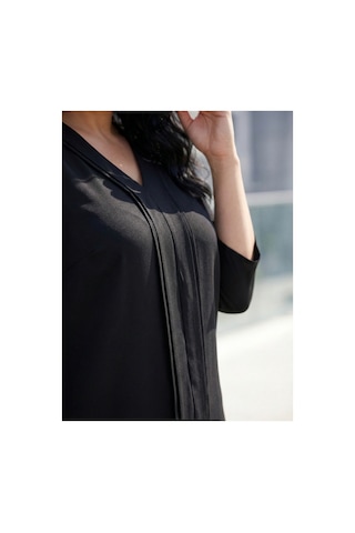 Hanezza Yarım Kol Krep Bluz Siyah - 4035099 Siyah