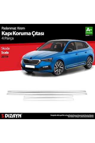 S-Dizayn  Skoda Scala Krom Kapı Koruma Çıtası 4 Prç. 2019 Üzeri.