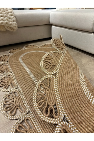 Matrix Jüt Kilim, Paspas, Mutfak Halısı, Banyo Paspası, Kilim, Halı, Oturma Odası Halısı Krem - Bej