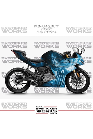 Cfmoto 250sr Kaplama Sticker Blue Punisher Design Motor Kaplama Modeli Hazır Kit Tüm Modeller Uyumlu