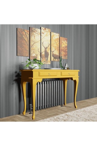 Roys Ahşap 120 Cm Hardal Çekmeceli Petek Üstü Yüksek  Dresuar Ahşap