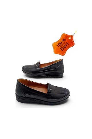 Magıc Shoes Günlük Kadın Siyah Tamamen Hakiki Deri Içi Deri Comfort Tam Ortopedik Anne Ayakkabısı Yeni-siyah