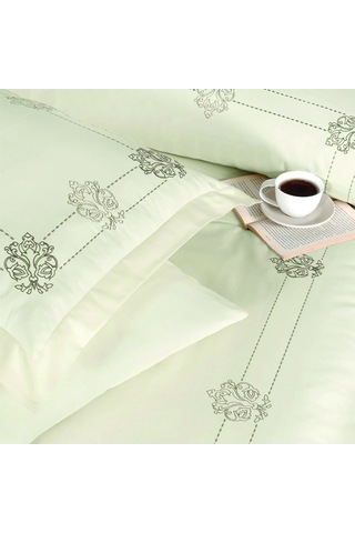 Maxstyle Ornament Saten Krem Nakışlı Çift Kişilik Nevresim Takımı Krem