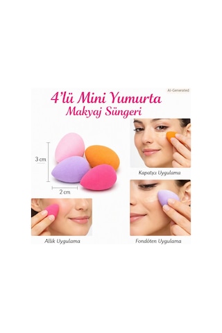 3b Trend 4 Lü Mini Yumurta Makyaj Süngeri Fondöten, Kapatıcı Ve Allık Uygulama Seti