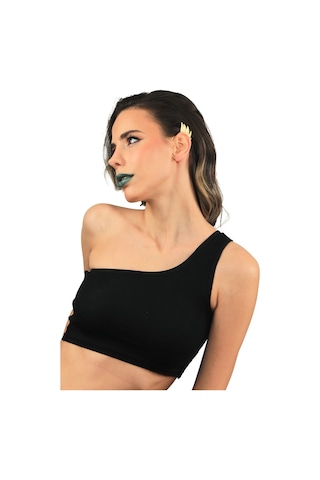 Kadın Mat Altın Renk Kaplama Sol Kulak Geçirmeli Model Yaprak Formlu Ear Cuff Küpe Altın
