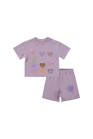 Civil Baby Kalp Nakışlı 6-18 Ay Takım - Lila