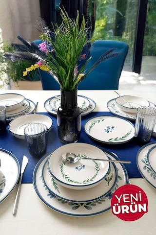 Keramika Daphne Yemek Takımı 18 Parça 6 Kişilik 22921-23-25 Mavi