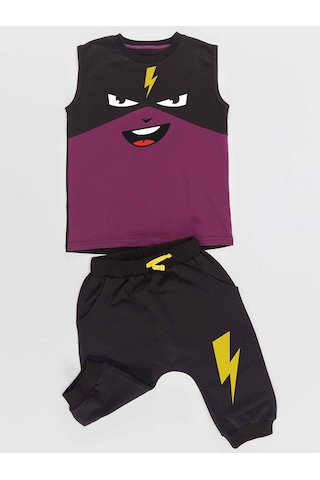 Denokids Şimşek Maske Erkek Çocuk T-shirt Kapri Takım Çok Renkli